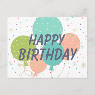 Carte Postale Ballons aux couleurs pastel joyeux anniversaire