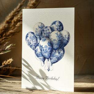 Carte Postale Ballons Bleus de Delft, Joyeux Anniversaire