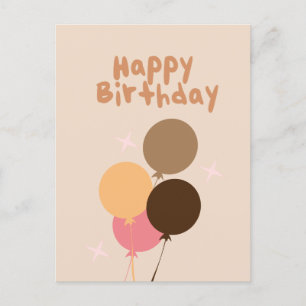 Carte Postale Ballons Bohèmes Joyeux Anniversaire Lettre Main 