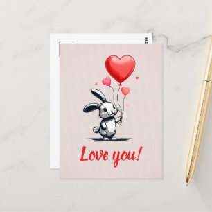 Carte Postale Ballons Bunny Love