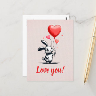 Carte Postale Ballons Bunny Love
