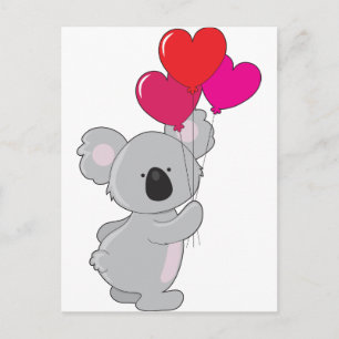 Carte Postale Ballons Coeur Koala