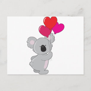 Carte Postale Ballons Coeur Koala
