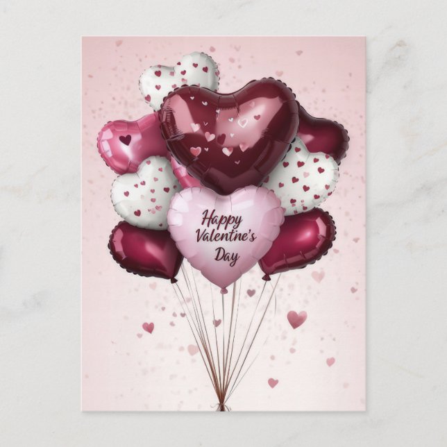Carte Postale Ballons colorés Salutation de Valentine (Devant)