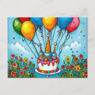 Carte Postale Ballons d'anniversaire colorés