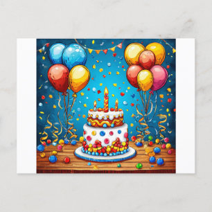 Carte Postale Ballons d'anniversaire colorés