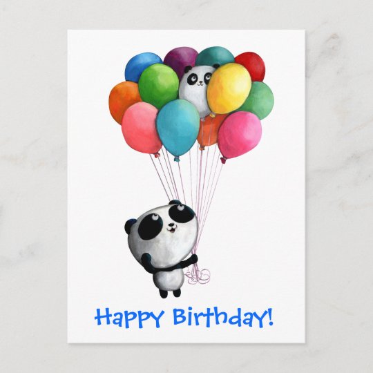 Carte Postale Ballons D Anniversaire Panda Bear Zazzle Fr