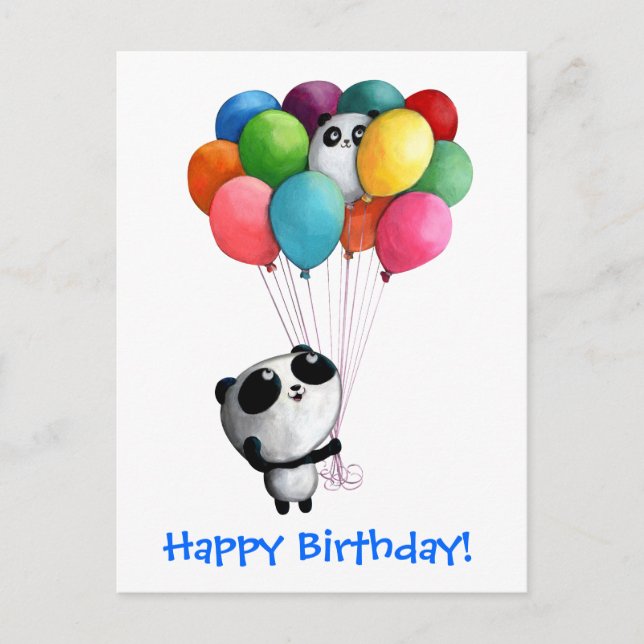 Carte Postale Ballons d'anniversaire Panda Bear (Devant)