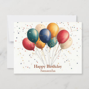 Carte Postale Ballons de Célébration Colorés avec Confettis