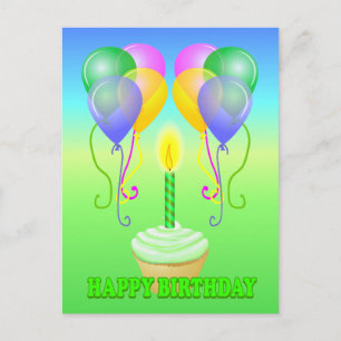 Carte postale Ballons de Cupcake Anniversaire