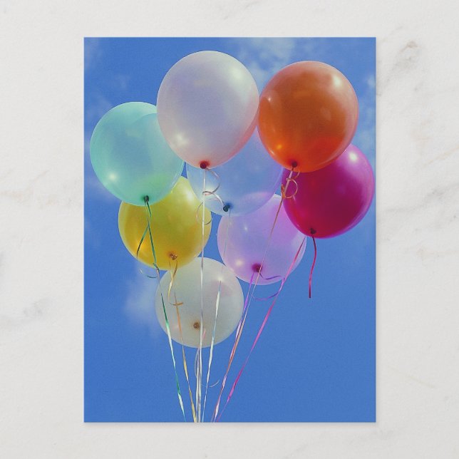 Carte Postale Ballons de fête avec ciel bleu (Devant)