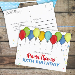 Carte Postale Ballons de fête Confetti Fête moderne Mignonne Amu