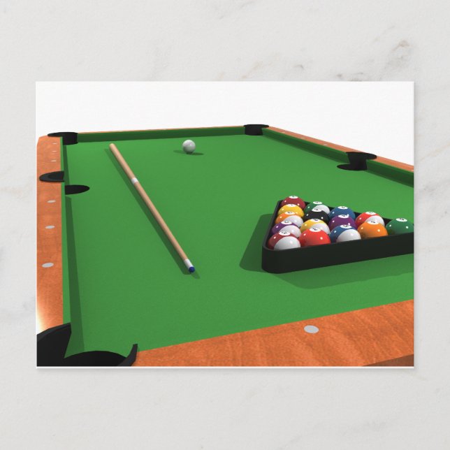 Carte Postale Ballons de piscine sur billard vert à flancs Table (Devant)