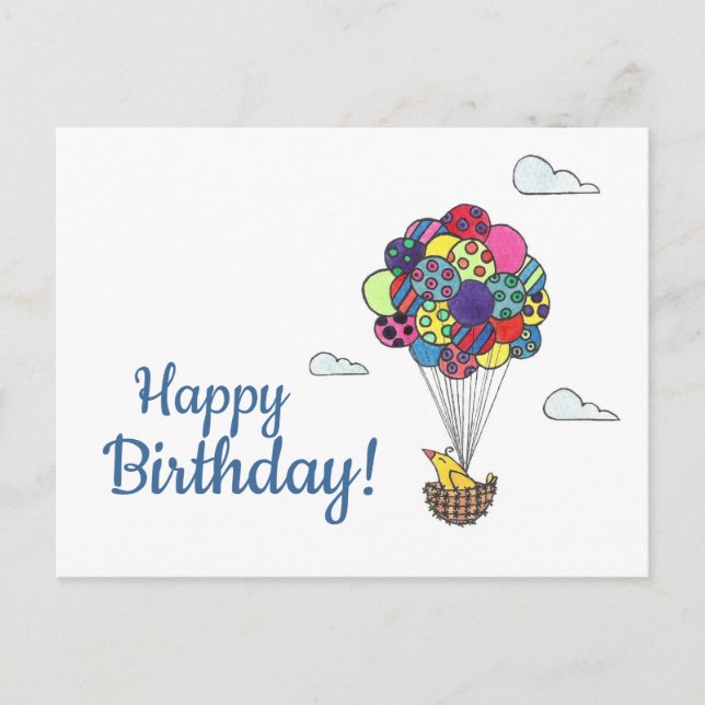Carte Postale Ballons d'oiseaux Joyeux anniversaire (Devant)