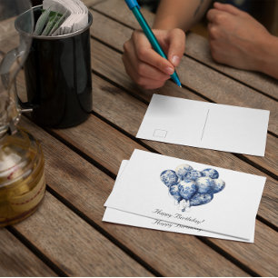 Carte Postale Ballons en bleu Delft personnalisable