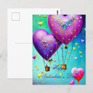 Carte Postale Ballons en forme de cœur pour la Saint-Valentin