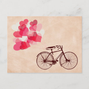 Carte Postale Ballons et bicyclettes en forme de coeur