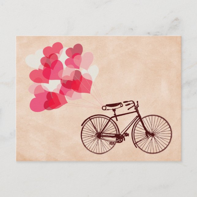 Carte Postale Ballons et bicyclettes en forme de coeur (Devant)