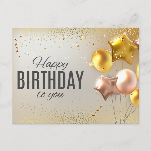 Carte Postale Ballons et confettis mignons pour anniversaire (Devant)