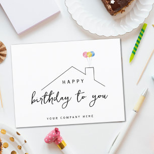 Carte Postale Ballons Maison de Réalité Joyeux Anniversaire