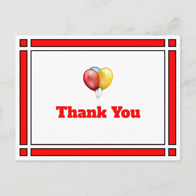 Carte Postale Ballons rouges d'anniversaire Merci (Devant)