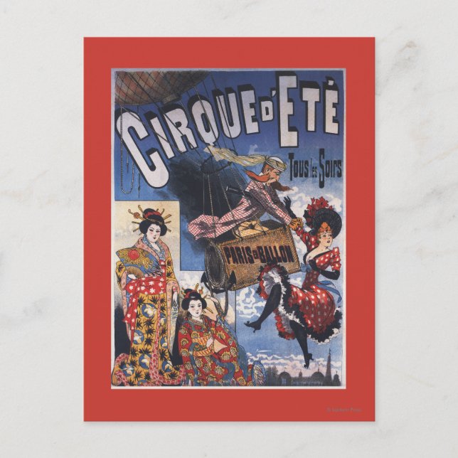 Carte Postale Balloon à air chaud et affiche japonaise pour dame (Devant)