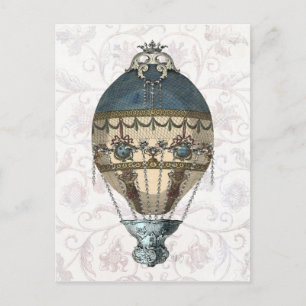 Carte Postale Balloon baroque bleu & crème