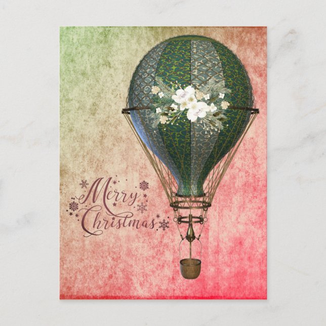 Carte Postale Balloon de Noël Steampunk (Devant)