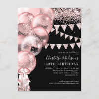 Balloon Rose noir Parties scintillant or n'importe