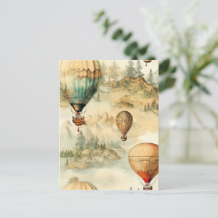 Carte Postale Balloon vintage à air chaud dans un paysage serein