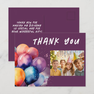 Carte Postale Balloons Colorés Enfants Anniversaire Photo Merci
