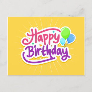 Carte Postale Balloons Lumineux Joyeux Anniversaire