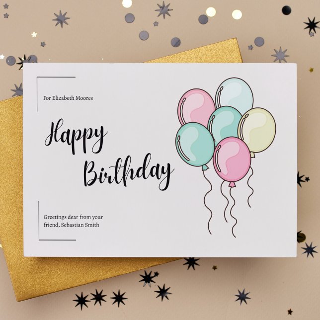 Carte Postale Balloons Pastel Joyeux Anniversaire (Créateur téléchargé)