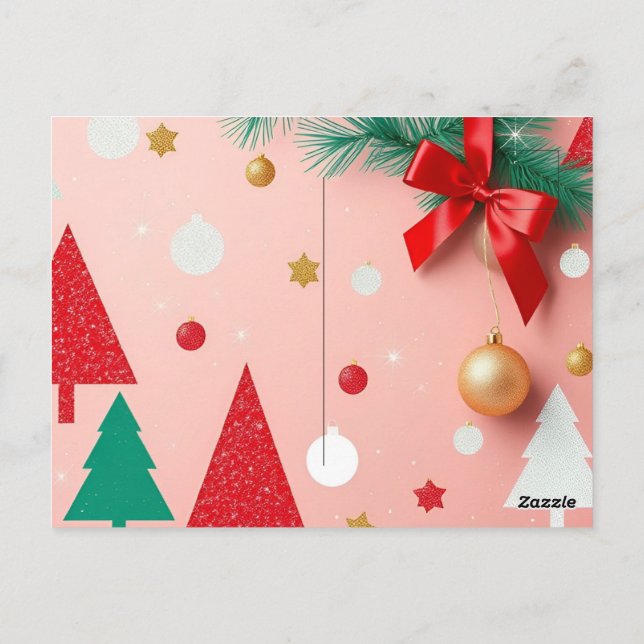 Carte Postale ballotins de Noël rose simple (Dos)