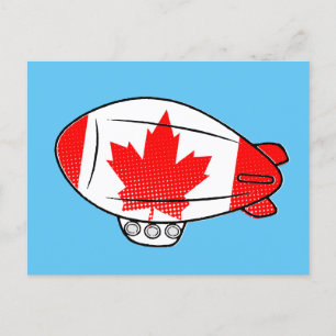 Carte Postale Ballotte Blimp Drapeau Canadien Dans Ciel Bleu Per
