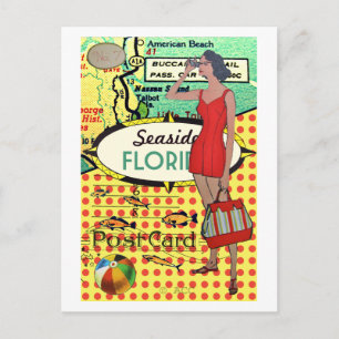 Carte Postale Balnéaire de Floride beauté retro maillot de bain