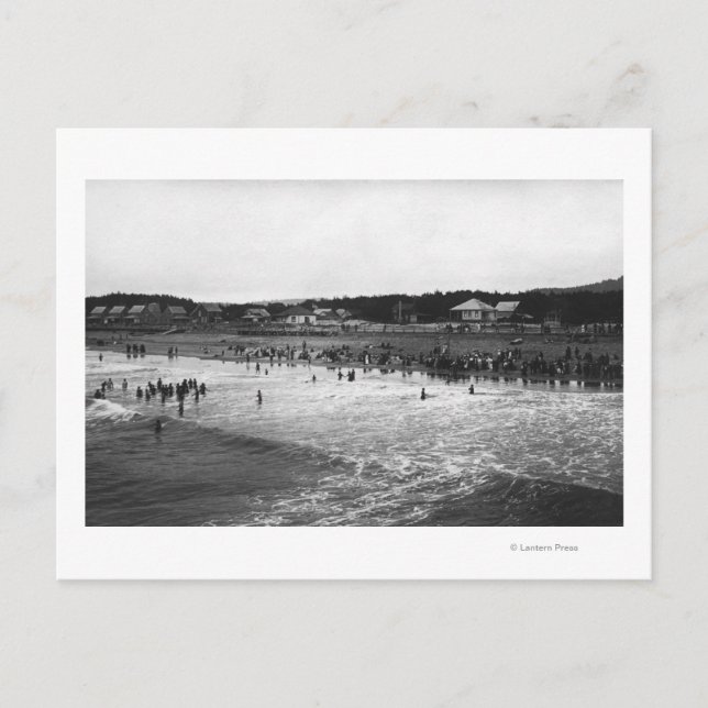 Carte Postale Balnéaire, Oregon Baignade Heure Plage Scène (Devant)