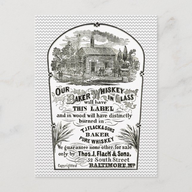 Carte Postale Baltimore Whiskey Vintage 1867 (Devant)