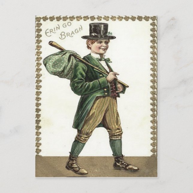 Carte Postale Baluchon de lutin Shamrock Hobo (Devant)