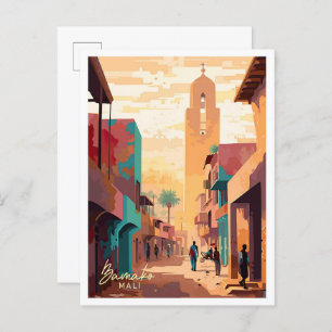 Carte Postale Bamako Mali Afrique Vintage voyage d'art Illustrat