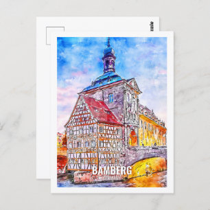 Carte Postale Bamberg Allemagne Travel Place Aquarelle