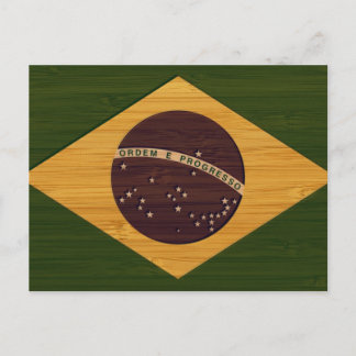 Carte Postale Bambou Look & gravé Vintage Brésil Drapeau
