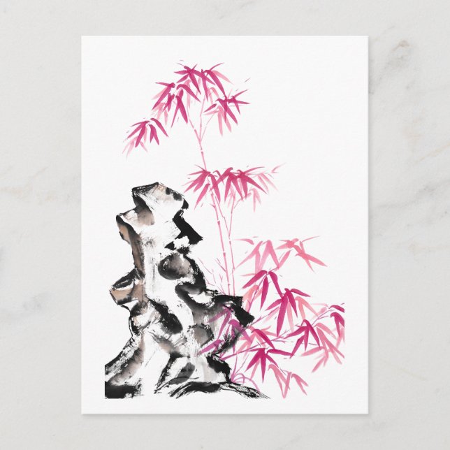 Carte Postale Bambou - rouge (Devant)
