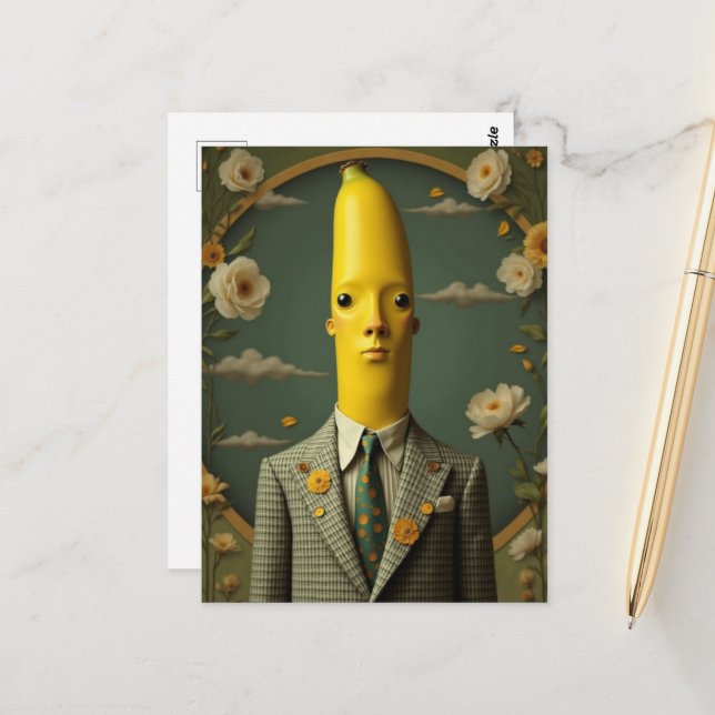 Carte Postale Banana in a Checkered Suit (Devant/Arrière en situation)