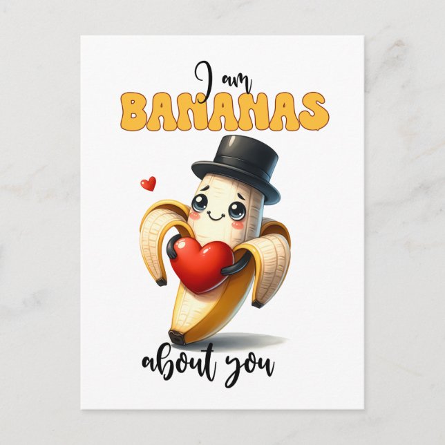 Carte Postale banana Punny Funny Valentine (Devant)