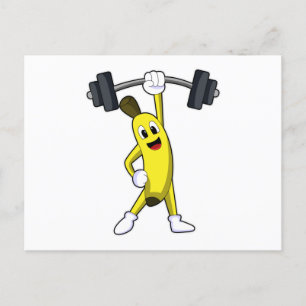 Carte Postale Banane à l'entraînement en force avec haltère