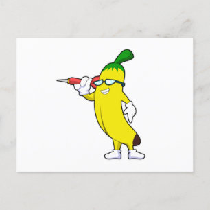 Carte Postale Banane aux fléchettes avec fléchettes