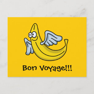 Carte Postale Banane jaune volante