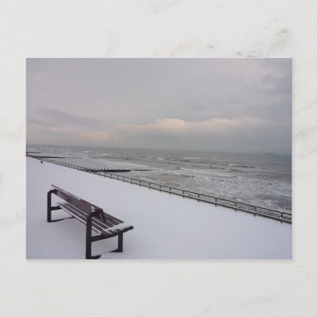 Carte Postale Banc, Neige et Mer (Devant)