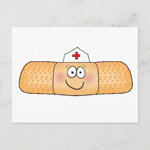 Carte Postale Bandage d'aide de la bande Whimsicla avec infirmiè
